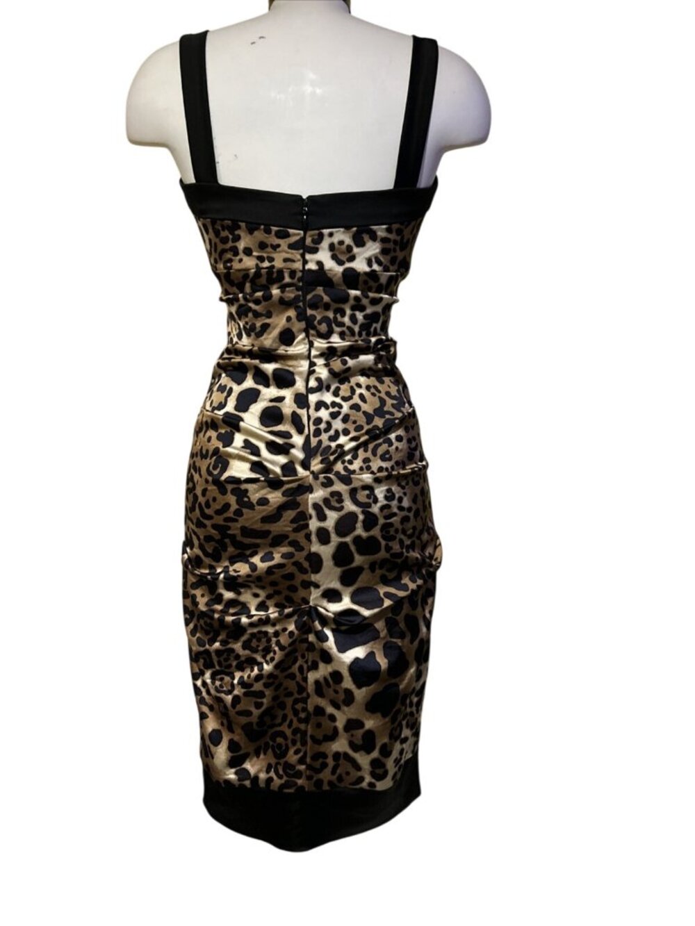 Vintage Cache Dress Leopard Print Pencil Wiggle 2 XS Pin-up Sexy Mob Wife - Picture 7 of 11